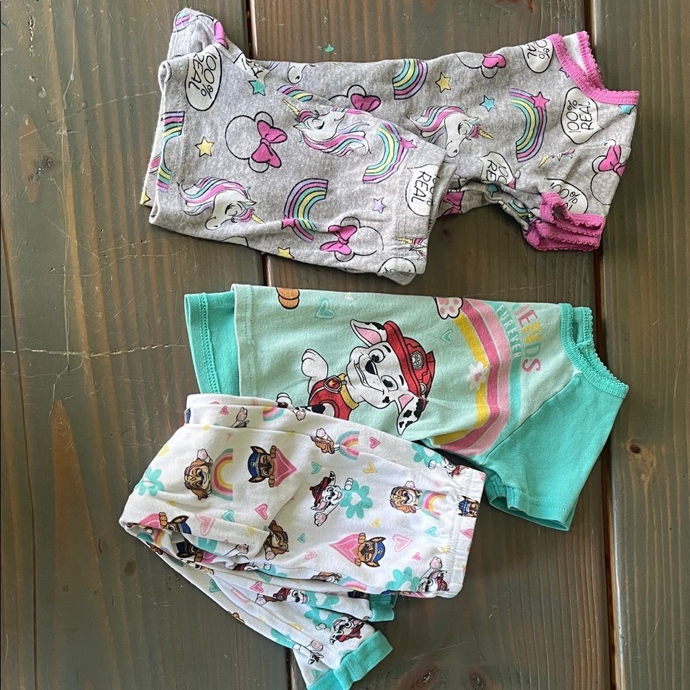 2 Sets of Pajama Sets. Paw Patrol and Minnie Mouse sets